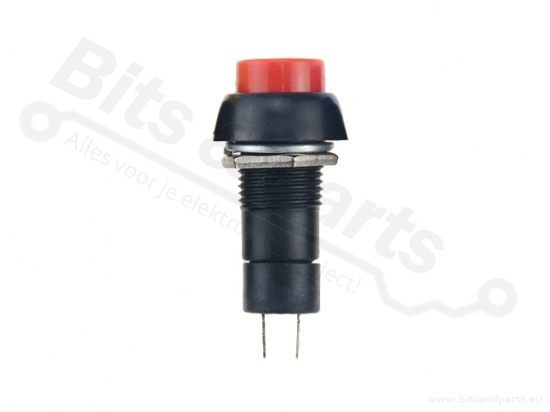 Drukcontact  rond 12mm rood 250V/1,5A